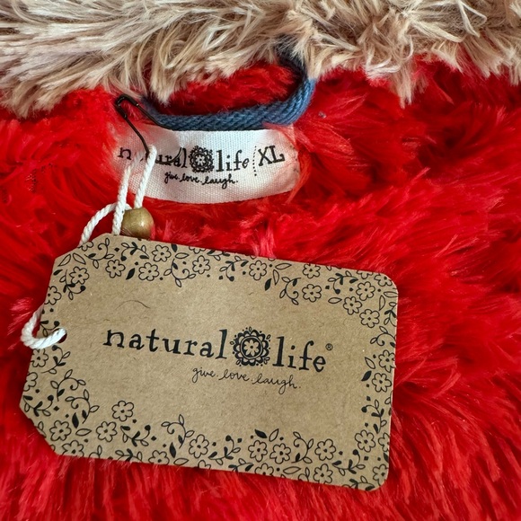 NWT Natural Life Denim Jacket with embroidered floral patches+faux fur Size XL - Picture 11 of 15